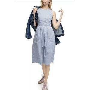 J.CREW Striped Poplin Apron Cotton Midi Dress